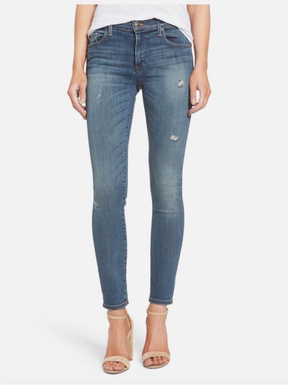 True Religion Halle Super Skinny Mid Rise Jeans NWT Women's Size 26 Distressed